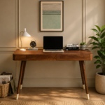 Wooden Sheesham Study Table with Open Shelves