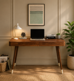 Wooden Sheesham Study Table with Open Shelves