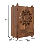 Handcrafted Sheesham Wood Home Temple with Intricate Traditional Carving, Perfect for Pooja Room - Image 3