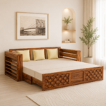Wrenford Sheesham Wood Sofa Cum Bed in Scratch Resistant Antique Teak Finish
