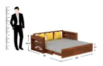 Wrenford Sheesham Wood Sofa Cum Bed in Scratch Resistant Antique Teak Finish - Image 2