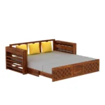 Wrenford Sheesham Wood Sofa Cum Bed in Scratch Resistant Antique Teak Finish - Image 3