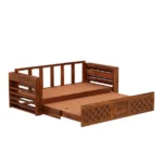 Wrenford Sheesham Wood Sofa Cum Bed in Scratch Resistant Antique Teak Finish - Image 4