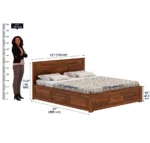 Zafiro Sheesham Wood Bed with Hydraulic Storage in Honey Oak Finish - Image 3