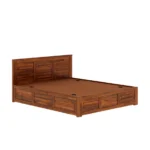 Zafiro Sheesham Wood Bed with Hydraulic Storage in Honey Oak Finish - Image 4