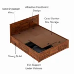 Zafiro Sheesham Wood Bed with Hydraulic Storage in Honey Oak Finish - Image 8