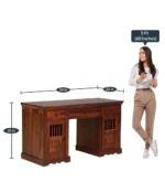 Winston Solid Wood Study Table in Antique Honey Finish - Image 2