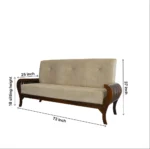 Bramwell Solid Sheesham Wood Three Seater Sofa Set with Cushions - Image 2