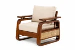 Everton Sheesham Wood Sofa Set with Wooden Armrest in Honey Finish - Image 2
