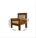 Kensworth Solid Sheesham Wood L-Shape Sofa Set with Cushioned Seating - Image 3