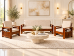 Kingswell Sheesham Wood L-Shape Sofa Set with Premium Upholstery