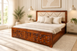Mason Solid Wood Hydraulic Storage Bed with Handcrafted Sheesham Wood Frame