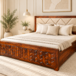 Mason Solid Wood Hydraulic Storage Bed with Handcrafted Sheesham Wood Frame