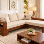 Ridgemont Solid Sheesham Wood Sofa Set with High Back Cushions