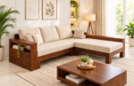 Ridgemont Solid Sheesham Wood Sofa Set with High Back Cushions