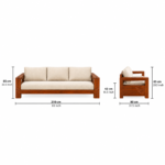 Ridgemont Solid Sheesham Wood Sofa Set with High Back Cushions - Image 6