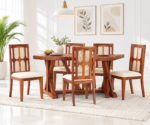Samuel Solid Wood 6 Seater Dining Set with Fabric Upholstered Seating
