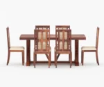Samuel Solid Wood 6 Seater Dining Set with Fabric Upholstered Seating - Image 2