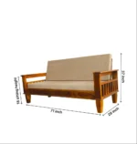 Sterling Sheesham Wood Sofa Set with Curved Armrest in Natural Finish - Image 2