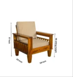 Sterling Sheesham Wood Sofa Set with Curved Armrest in Natural Finish - Image 4