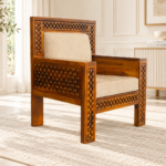 Warren Solid Sheesham Wood Single Seater Sofa with Wooden Frame