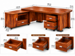 Mason Large Solid Sheesham Wood L-Shaped Manager Office Desk - Image 2