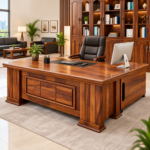 Mason Large Solid Sheesham Wood L-Shaped Manager Office Desk